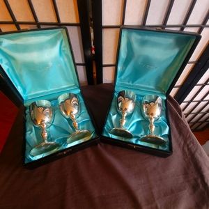 Two Wm. A Rogers Burke and Wallace Canada Silver Plate Goblets in original Boxes